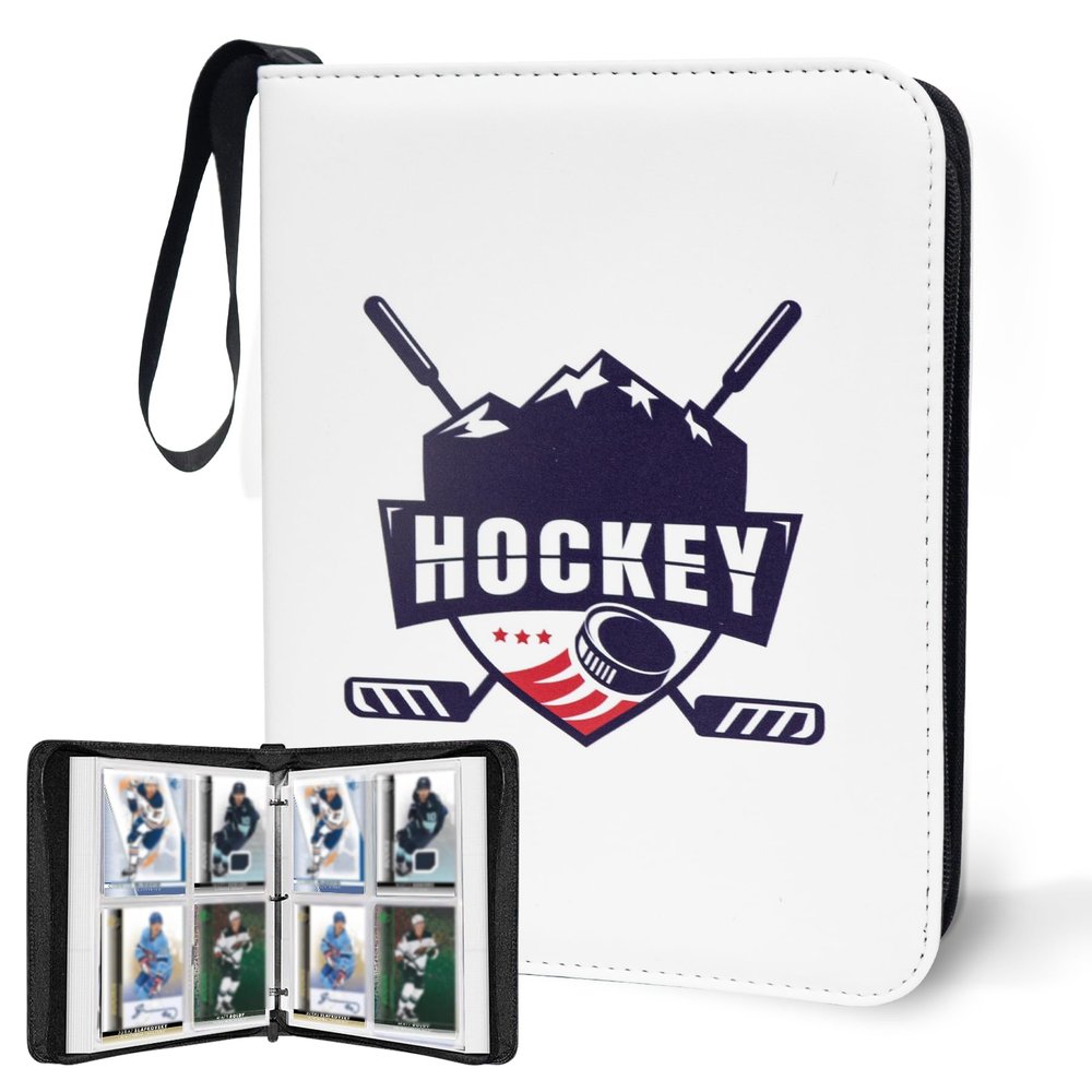 400 Pockets Hockey Card Binder for Hockey Trading Cards 2024 2025 2026 Collectors,Portable Waterproof Card Storage Book with Removable Sleeves,Compatible with Hockey,Football,Sports Game and TCG Cards