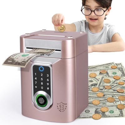 Refasy Touchscreen Piggy Bank ATM Bank Toy for Kids Age 3-12, Electronic Money Bank Coin Bank with Music Kids Safe Birthday Xmas Gifts Toys for 3 4 5 6 7 8 9 10 11 12 Year Old Boys Girls (Rose Gold)