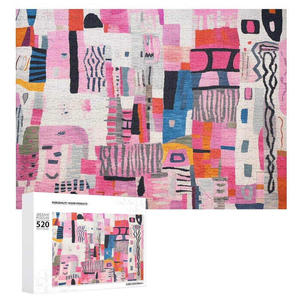Jigsaw Puzzle 520 Pieces Personalized Photos Puzzle with Storage Bag Abstract Creative Style Puzzles Challenging Picture Puzzle Men Women Home Decor Wooden Puzzles for Family