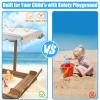 Sandboxes with Lid Kids,Sand Box with Cover, Wooden Kids Sand Boxes with Canopy Outdoor for 3-8 Ages,with Adjustable Height Canopy,UV Resistant & Waterproof Roof,Foldable Bench Seats,Round Edges view 3