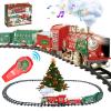 Christmas Train Set - Updated Remote Control Christmas Train Toys w/Smoke, Sounds, Lights, Rechargeable Electric Train for Around Christmas Tree, Train Toys Gifts for 3 4 5 6 7 8+ view 1