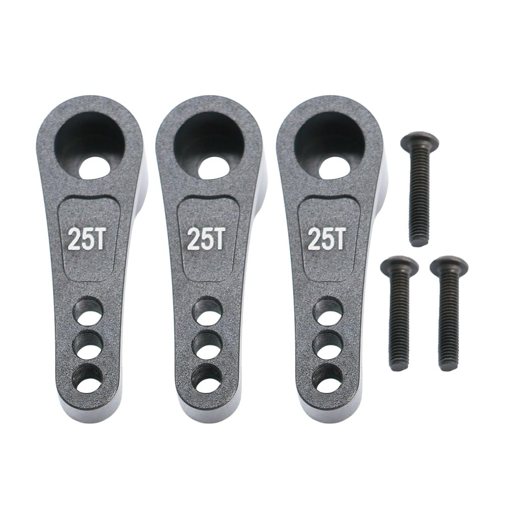 3PCS Aluminum 25T Servo Horn Steering Arm for Arrma 1/8 Kraton Typhon Outcast Talion 1/7 Limitless Mojave Felony Infraction Senton Upgrade Parts(Black)