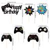 12 Pcs Video Game Cake Toppers Game Controller Cupcake Toppers Video Games Cake Decorations Picks for Kids Boys Men Happy Birthday Party Supplies view 2