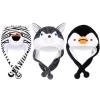 Cotwinter 3 Pcs Cute Plush Animal Hat Soft Warm Hat with Ear Flap for Winter Plush Cap for Ski Winter(Penguin, Wolf, Tiger) view 1