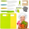 KHZSPP 14Pcs Kids Cooking Cutter Set Plastic Safe Reusable with Wooden Cutter with a Pair of Gloves Cut-resistant Washable Dishwasher safe Lightweight Easy to Handle for Cutting Fruit Vegetable Kids view 1