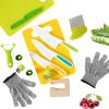 KHZSPP 14Pcs Kids Cooking Cutter Set Plastic Safe Reusable with Wooden Cutter with a Pair of Gloves Cut-resistant Washable Dishwasher safe Lightweight Easy to Handle for Cutting Fruit Vegetable Kids view 4