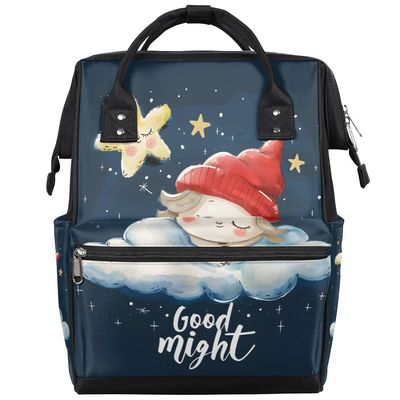 oooJHooo Baby Diaper Bag Backpack,Star Goodnight Baby Bag for Boys & Girls, Multi function Waterproof Travel Essentials Baby Organizer Bag with Stroller Straps,Diaper Backpack for Mom/Dad,A667