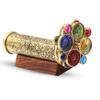 Handcrafted Etched Floral Pattern Lacquered Brass Kaleidoscope Includes Two Separate Turning Wheels-A Perfect Addition to any Collection. (7"x1.5") view 1
