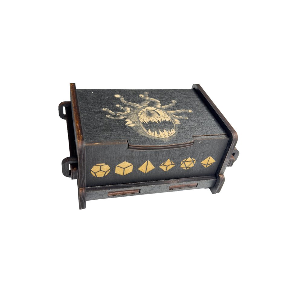 Dice Box - BLACK - 6x4x3 Also holds jewelry and great for desks and desk top items (Beholder)