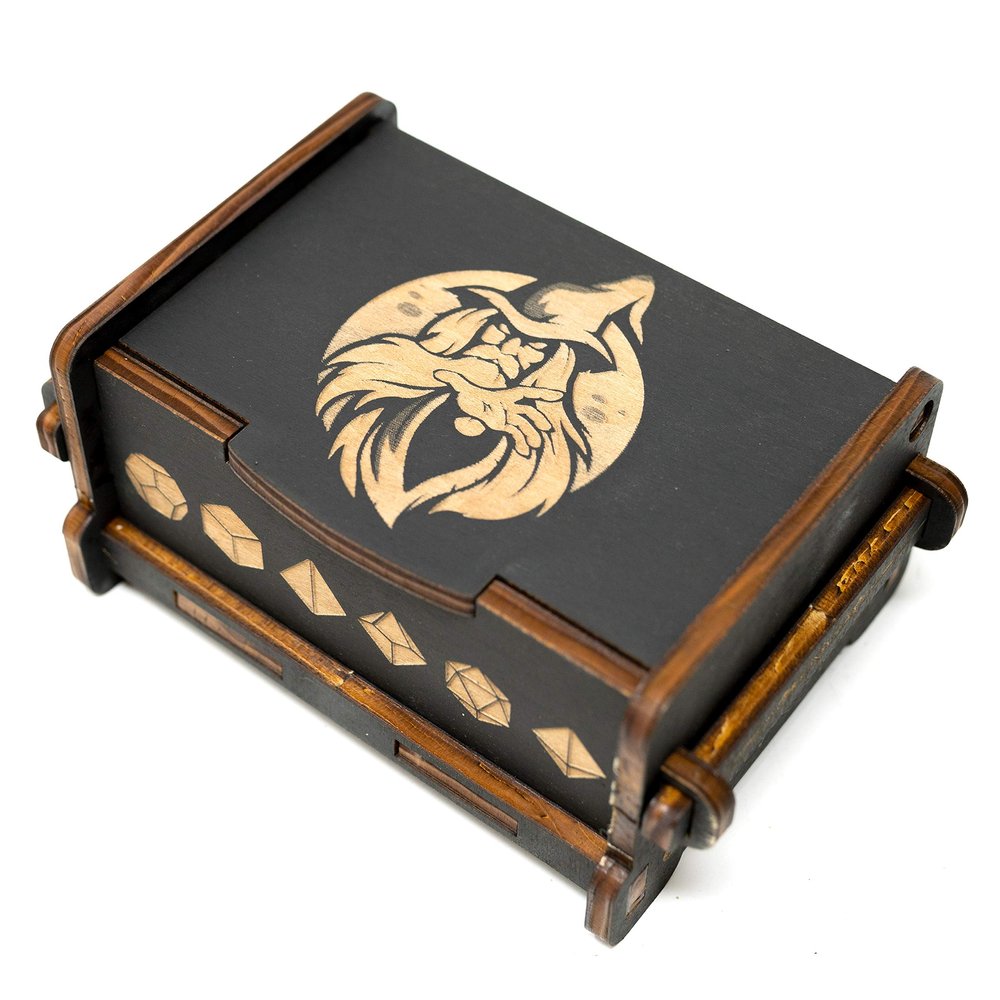 Dice Box - BLACK - 6x4x3 Also holds jewelry and great for desks and desk top items (Wizard)