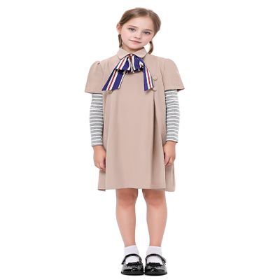 Stciqok Girls Halloween Dress 2 Pieces Horror Doll Cosplay Costumes Kids Party Dress Carnival Outfit Beige,XX-Large
