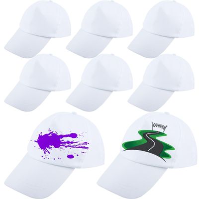 Adult DIY Baseball Caps Adjustable White Baseball Hat Summer Sport Ball Cap Blank Baseball Cap Bulk for Men Women Outdoor (8)