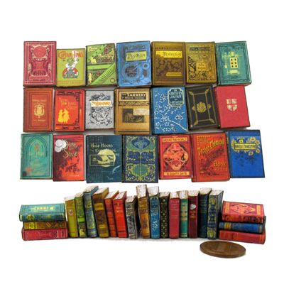21 Pc Miniatures Dollhouse Books Dusty Old Prop Books Miniature Accessories 1/12 Scale Paper Pages by Little Things of Interest