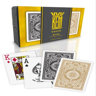 KEM Arrow Black and Gold Plastic Playing Cards - Jumbo Index, Poker Size, Premium Casino Grade - 2 Decks