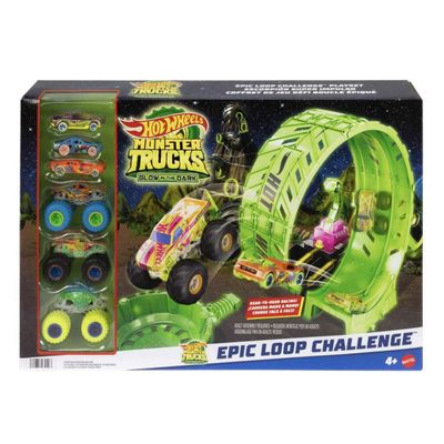 Hot Wheels Monster Trucks Glow in The Dark Epic Loop Challenge Playset