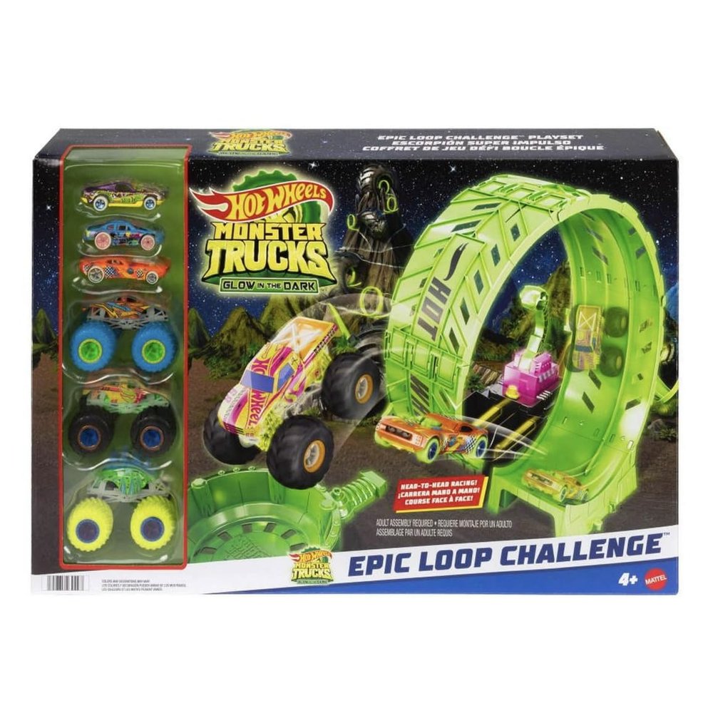 Hot Wheels Monster Trucks Glow in The Dark Epic Loop Challenge Playset