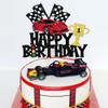 1 PCS Race Car Happy Birthday Cake Topper Glitter Traffic Light Trophies Flag Racing Car Cake Pick for Let's Go Racing Theme Baby Shower Boys Girls Birthday Party Cake Decorations Supplies view 4