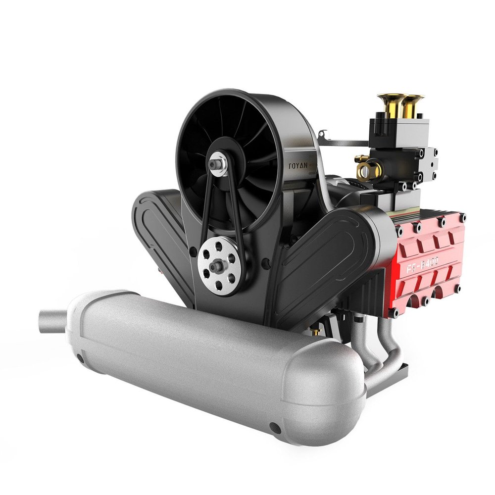 YILQ FS-B400 Metal Engine Model That Works, 14cc Flat-Four Horizontal Opposed Four-Cylinder Four-Stroke H4 Engine Model, DIY Assembly Engine Toys for Teens Adults (Finished Version)