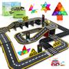 72pcs Upgraded Magnetic Tiles Road & Train Dual-Sided Expansion Pack, Magnetic Building Blocks Construction Toy for 3+Year Old Boys Girls, Kids Toys Montessori Toys for Toddler, STEM Learning Gifts view 1