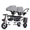 BEUDUOQI Kids Tricycle 4 in 1 Double Seat Kids Trike Kids Tricycles with Push Handle,Removable Canopy,Reversible Seat,Folding Pedals,Double Brake,Storage Basket Tandem Bike for Kids,Grey view 1