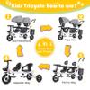 BEUDUOQI Kids Tricycle 4 in 1 Double Seat Kids Trike Kids Tricycles with Push Handle,Removable Canopy,Reversible Seat,Folding Pedals,Double Brake,Storage Basket Tandem Bike for Kids,Orange view 3