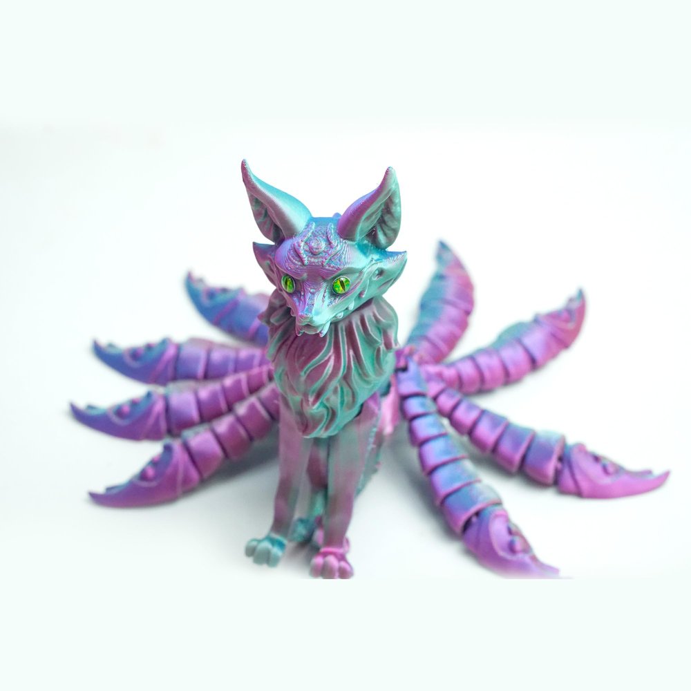 3D Printed Nine Tailed Fox Model,Articulated Fly Fox Models,Flexible Joint Animal Model Figurines, Surprise Fantasy Gifts