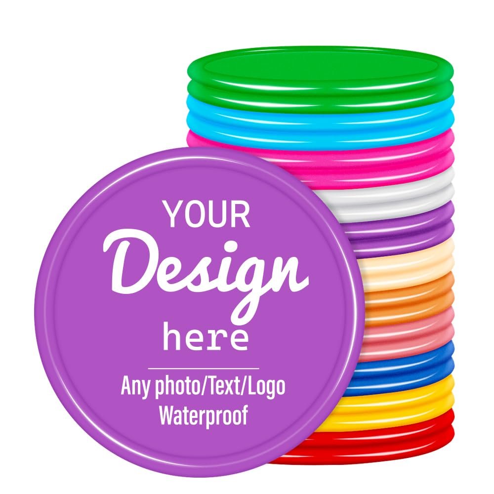 Sunyoungift 500 Custom Poker Chips, Full-Color Print Your Logo and Text, Plastic Tokens for Party, Card Club, Casino Night, Billiard Hall (Purple)