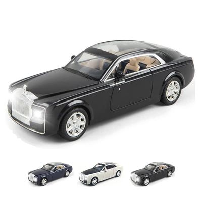 Metal Toy Cars of Sweptail, 1:24 Scale Rolls-Royce Model Diecast Cars with Door/Sound/Light/Pull Back, Collectible Car Toy Gift for Christmas Birthday
