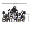 Dj Disco Happy Birthday Cake Topper Music Rock Disco Hip Hop Black Glitter Cake Decoration Carnival party Dj Disco Unisex adult Theme Birthday Party Supplies view 2