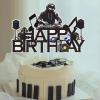 Dj Disco Happy Birthday Cake Topper Music Rock Disco Hip Hop Black Glitter Cake Decoration Carnival party Dj Disco Unisex adult Theme Birthday Party Supplies view 3