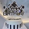 Dj Disco Happy Birthday Cake Topper Music Rock Disco Hip Hop Black Glitter Cake Decoration Carnival party Dj Disco Unisex adult Theme Birthday Party Supplies view 4