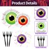100 Pcs Spooky Halloween Eyeball Party Supplies Set - Serves 25, Scary Disposable Tableware, Includes Paper Plates, Napkins, Forks for Halloween Decorations, Trick or Treat Eyeballs Party Favors view 3