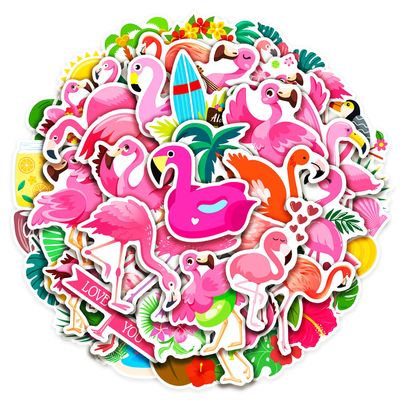 100 Pack Flamingo Stickers, Summer Luau Tropical Hawaiian Party Favors, Birthday Decorations
