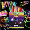 100PCS Glow Sticks Bulk Party Pack, Halloween Glow Sticks For Kids Camping, Glow In The Dark Sticks,8 Glow Party Supplies Bracelets with Connectors view 1