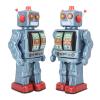 GOTOTOP Electric Rotating Metal Tin Robot Toy, Retro Robot Party Favors Developmental Toys Bookshelf Figurine Decor (Blue) view 3