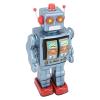 GOTOTOP Electric Rotating Metal Tin Robot Toy, Retro Robot Party Favors Developmental Toys Bookshelf Figurine Decor (Blue) view 4