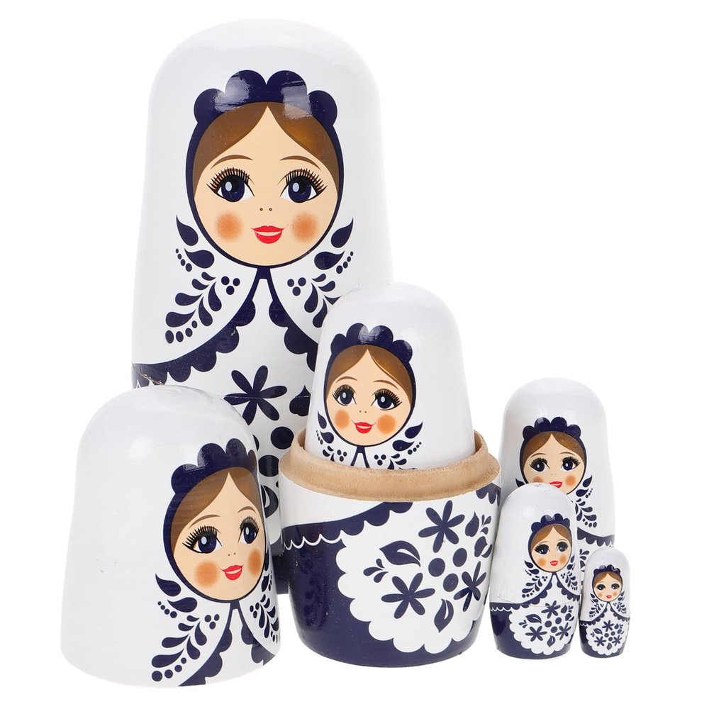 VICASKY 6Pcs Russian Nesting Dolls: Hand-Painted Wooden Matryoshka Set with Smooth Edges Nesting Dolls Gift for Kids Adults Crafts Easter Mother's Day Birthday Christmas Halloween Home Decor