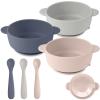 Eascrozn Silicone Baby Feeding Set, 3 Pack Baby Bowls with Suction and 3 Pack Baby Spoons for Babies Toddlers Kids, BPA Free, Baby Utensils Feeding Supplies, Microwave and Dishwasher Safe view 1