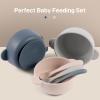Eascrozn Silicone Baby Feeding Set, 3 Pack Baby Bowls with Suction and 3 Pack Baby Spoons for Babies Toddlers Kids, BPA Free, Baby Utensils Feeding Supplies, Microwave and Dishwasher Safe view 2