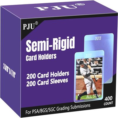 200ct Semi Rigid Card Holders & 200ct Card Sleeves for PSA, SGC, BGS, CSG Graded Card Submissions, Semi Rigid Baseball Cards Sleeves Protectors, PSA Graded Trading Cards Sleeve