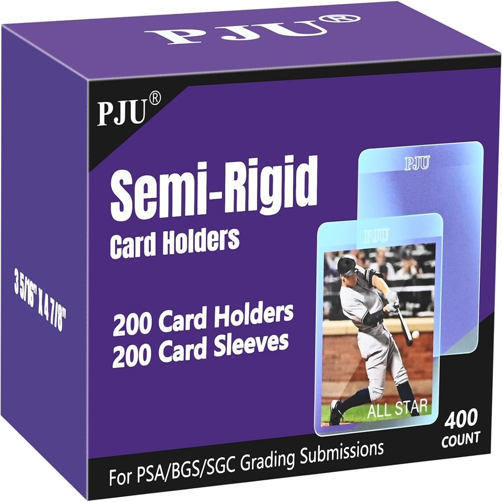 200ct Semi Rigid Card Holders & 200ct Card Sleeves for PSA, SGC, BGS, CSG Graded Card Submissions, Semi Rigid Baseball Cards Sleeves Protectors, PSA Graded Trading Cards Sleeve
