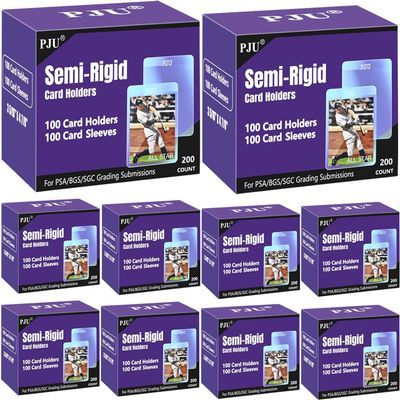 1000ct Semi Rigid Card Holders & 1000ct Card Sleeves for PSA, SGC, BGS, CSG Graded Card Submissions, Semi Rigid Baseball Cards Sleeves Protectors, PSA Graded Trading Cards Sleeve