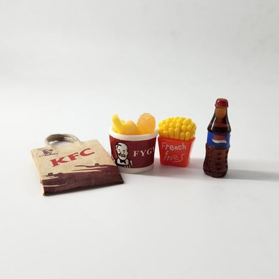 Compactini Miniature Model Scale Set Dollhouse Accessories Fast Food Miniature Burger, Chicken, Soda Bottle (To Go Set K)