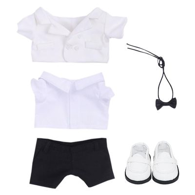 niannyyhouse 20cm Plush Doll Clothes Coat White Shirt Trousers Accessories Shoes Suits 8in Soft Stuffed Toy Dressup (White)