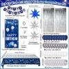 Blue Birthday Decorations for Men Women, Happy Birthday Decorations for Boys Girls Navy Blue Happy Birthday Door Banner, Tablecloth Foil Backdrop Star Balloons Arch for Mens Bday Party Supplies view 3