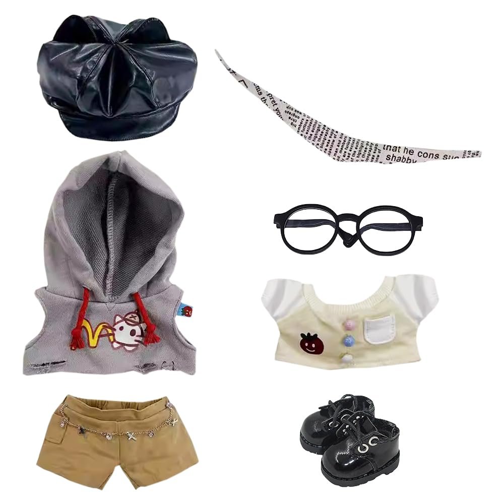 niannyyhouse 10cm 20cm Plush Doll Clothes Hat Hoodie Pants Scarf T-Shirt Glasses Shoes Cat Suit Soft Stuffed Toy Dressup (10cm)