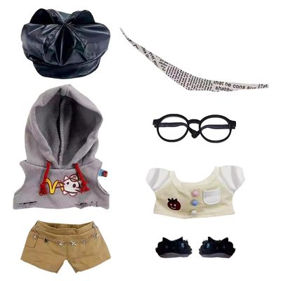 niannyyhouse 10cm 20cm Plush Doll Clothes Hat Hoodie Pants Scarf T-Shirt Glasses Shoes Cat Suit Soft Stuffed Toy Dressup (20cm)