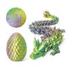 Flavery 3D Printed Dragon in Egg - Tricolor Egg with Flexible Crystal Dragon Inside, Colorful Fidget Toy, Birthday Gift, Desk Pet Figure - 12 Dragon (Gold Green Purple) view 1