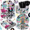 120pcs 50's Theme Party Supplies Back To 1950's Sock Hop Birthday Party Decoration Retro Rock And Roll Tableware Fabulous For Serves 20 Guests view 1