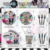 120pcs 50's Theme Party Supplies Back To 1950's Sock Hop Birthday Party Decoration Retro Rock And Roll Tableware Fabulous For Serves 20 Guests view 2